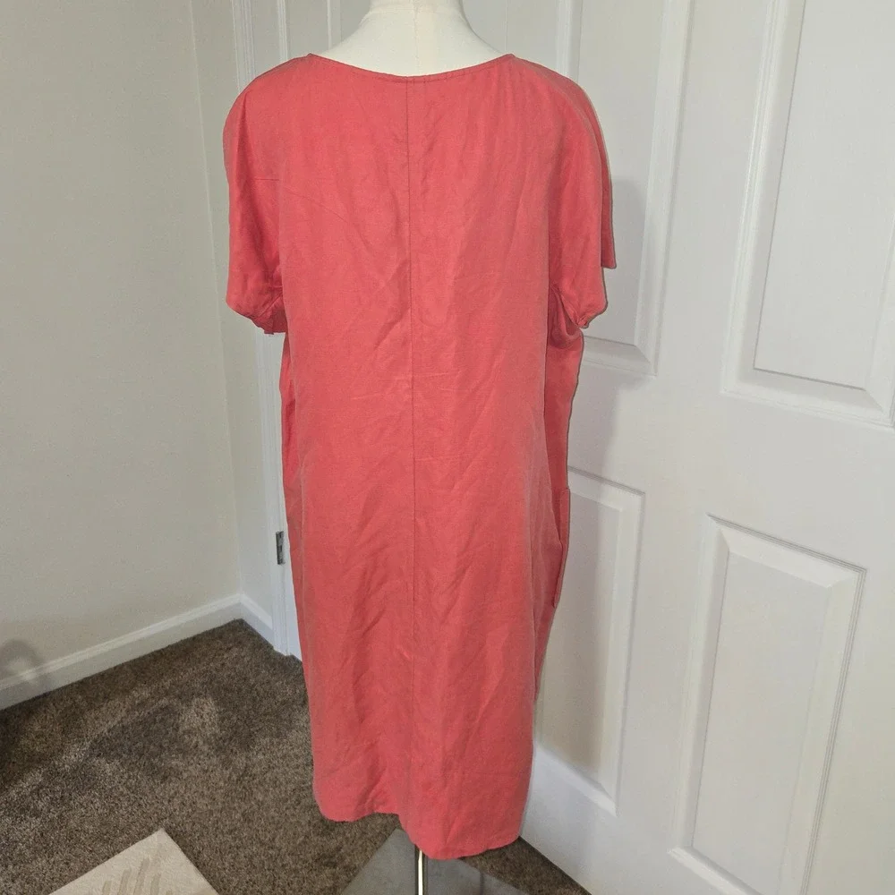 J. Jill Dress & Jacket Set Women XL/L Petite Coral Silk Linen 2 Piece Co-ord